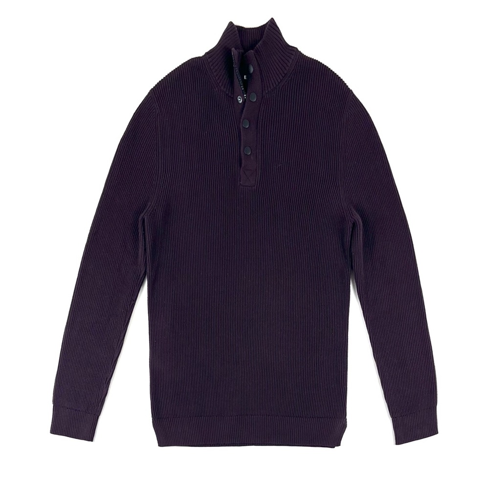 Express Solid Mock Neck Snap Zip Merlot Sweater - image 5